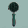 Double-sided cat grooming brush with release button in green and pink colour options