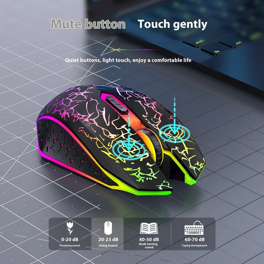 Black and white Bluetooth dual-mode gaming mouse with luminous breathing light and rechargeable design