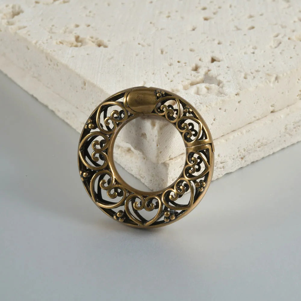 Retro heart-shaped and lotus-shaped magnetic earrings in antique silver and gold finishes