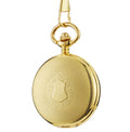 Retro automatic mechanical pocket watch with floral print dial and transparent case back in alloy construction