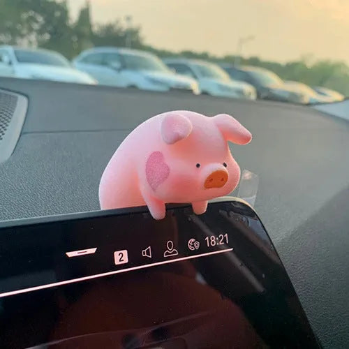 Cute cartoon pig resin ornament for car dashboard decoration