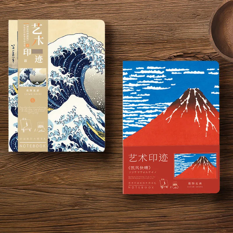 Japanese ukiyo-e art hand ledger notebook with vintage retro style and traditional artwork cover