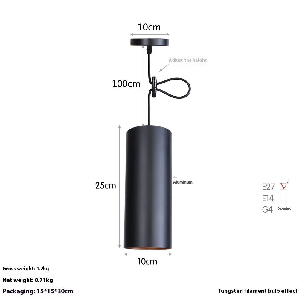 Iron retro art chandelier in matte black finish, shown in long and short variant options for ceiling mounting.