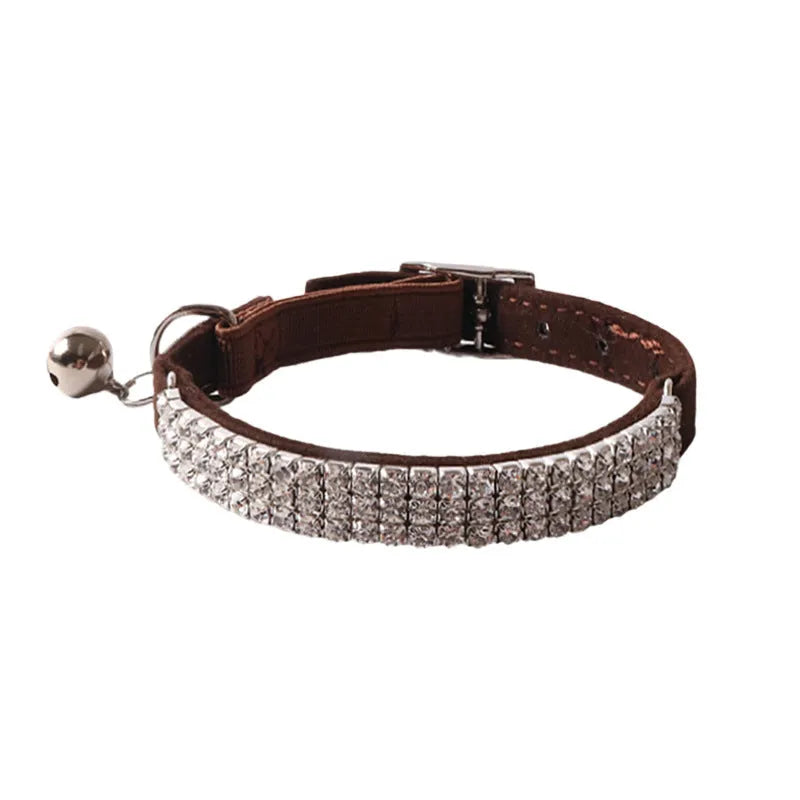 Soft flocking pet collar with elastic section and buckle fastener in multiple colour options.