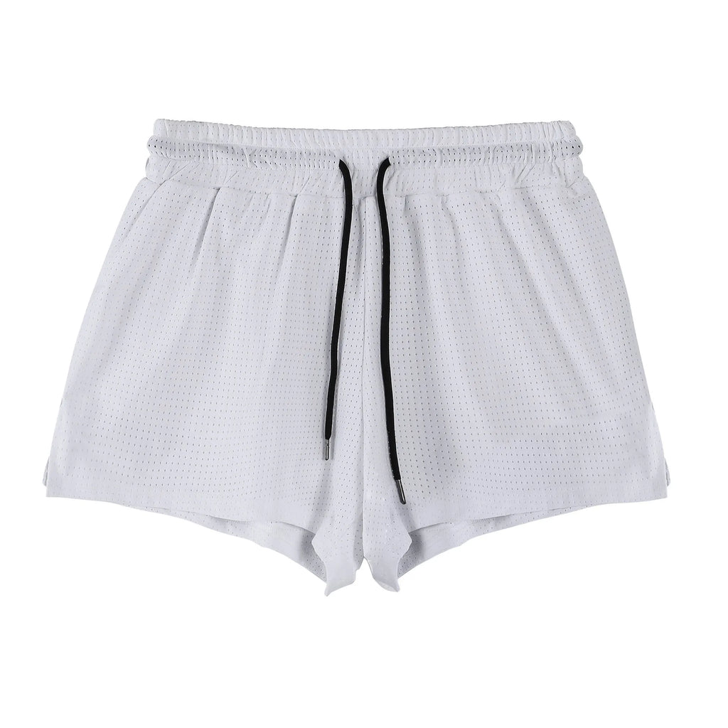 Men's black and white nylon quick-drying summer shorts in sport leisure style