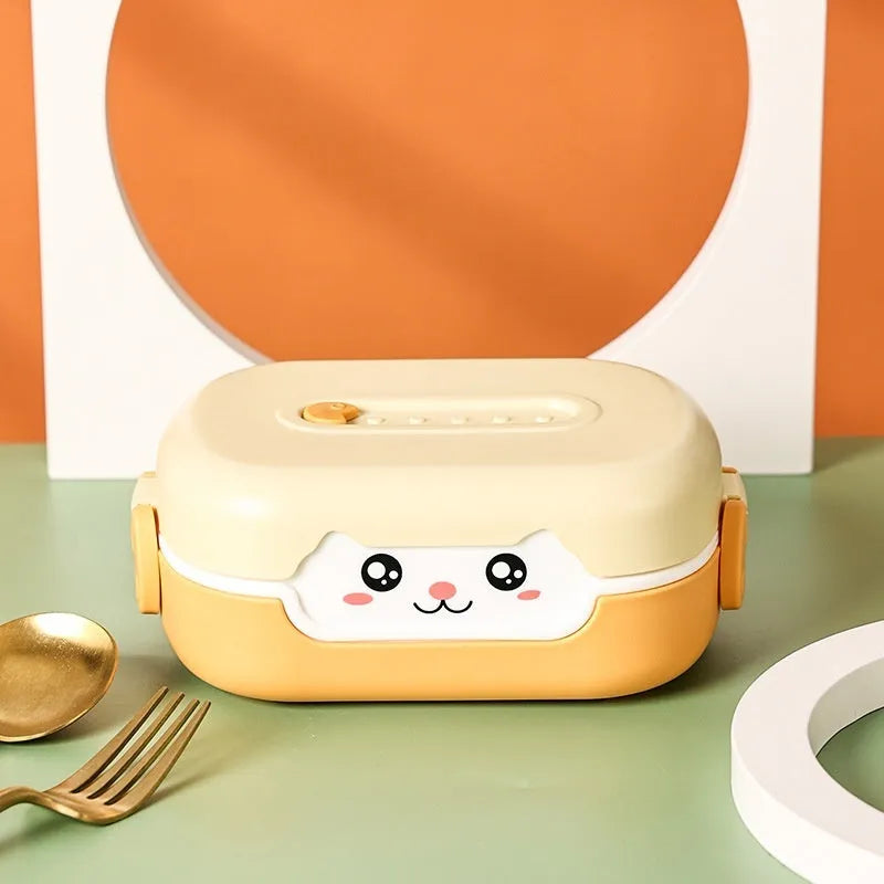 A square, solid-colour plastic divided lunch box, shown in dark blue, suitable for children and adults.