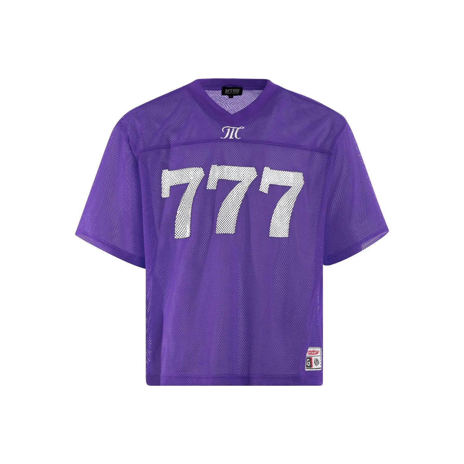 Men's loose fit polyester t-shirt in retro street style showing black, white, purple and orange colour options