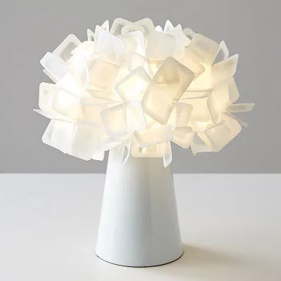 Nordic style decorative table lamp with metal holder in black, white, blue, orange, or purple colour options