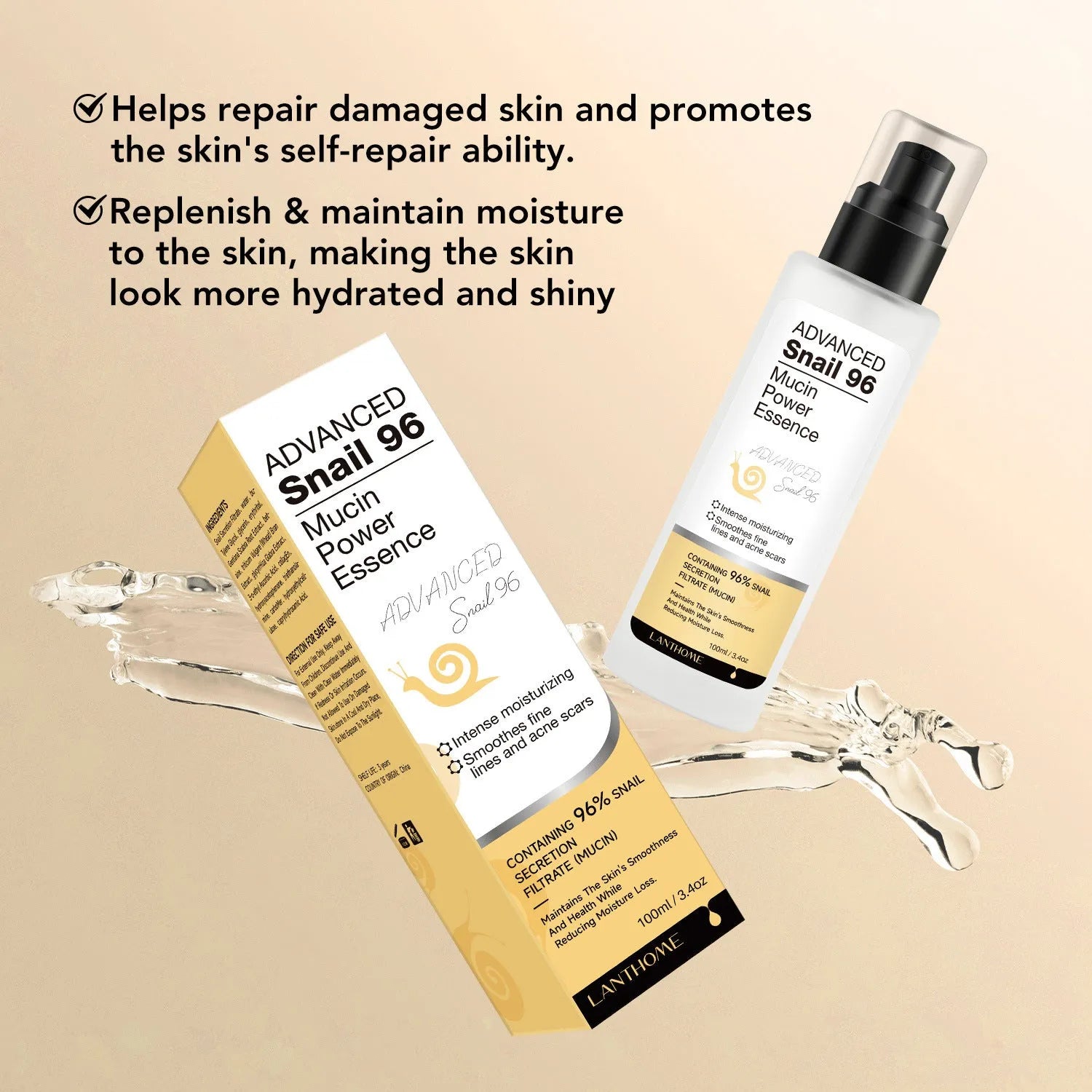 Snail Snail Serum 100ml moisturising facial essence bottle for home skincare routines