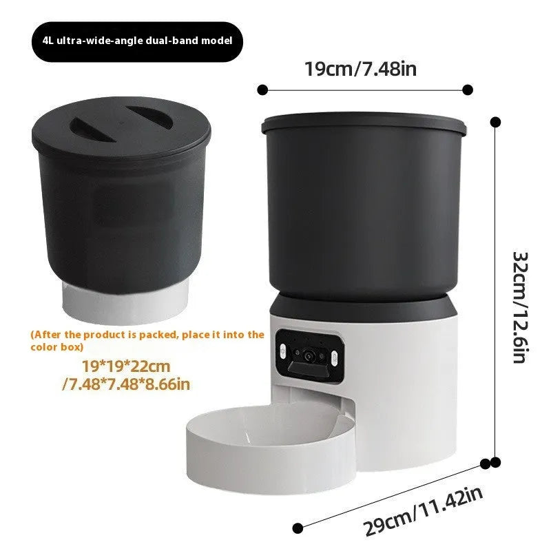 4 litre smart pet feeder with wifi remote control and optional rotating camera