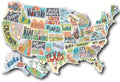 Travel sticker set and white background map for car body customisation with adhesive vinyl letters