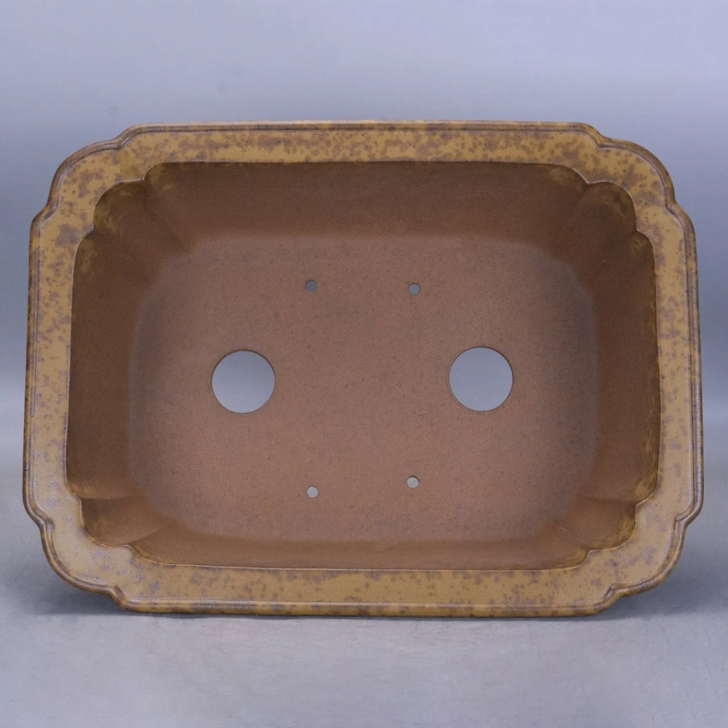 Purple sand rectangular segment mud flowerpot with hand-changed texture and double-pumping angle design.