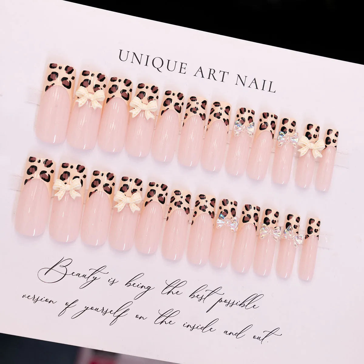 Leopard print butterfly design false nail pieces kit WM296 colour for manicure