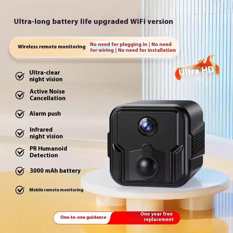 Wireless 360-degree rotating WiFi security camera for indoor surveillance with HD night vision