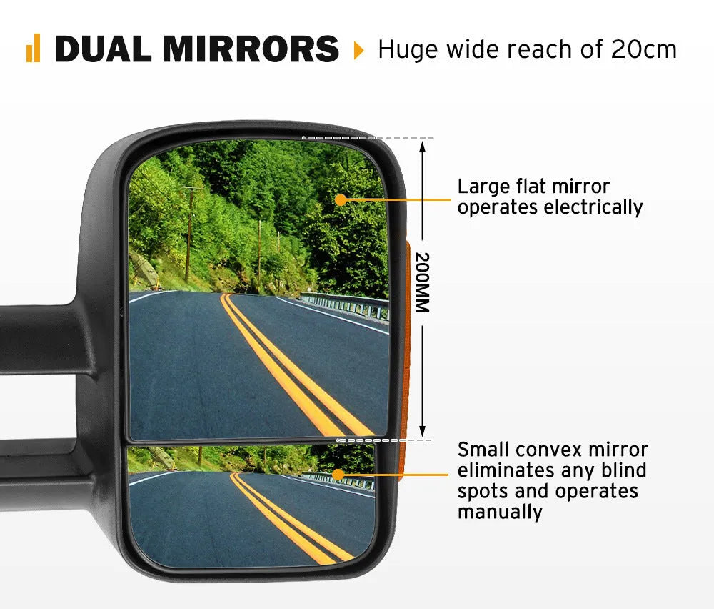 Black electric exterior rear view mirror with integrated light for Nissan NP300 D23 2015 model