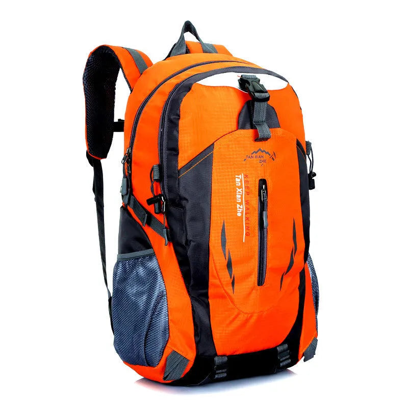 Large black Oxford cloth travel backpack showing front view with straps and soft handle.
