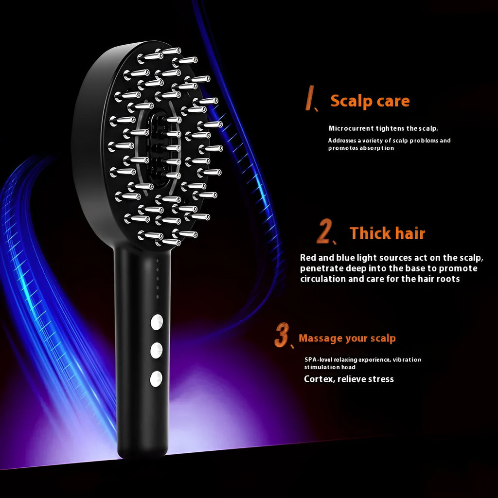 Handheld scalp massager device in KD3802 Black colour with charging cable.