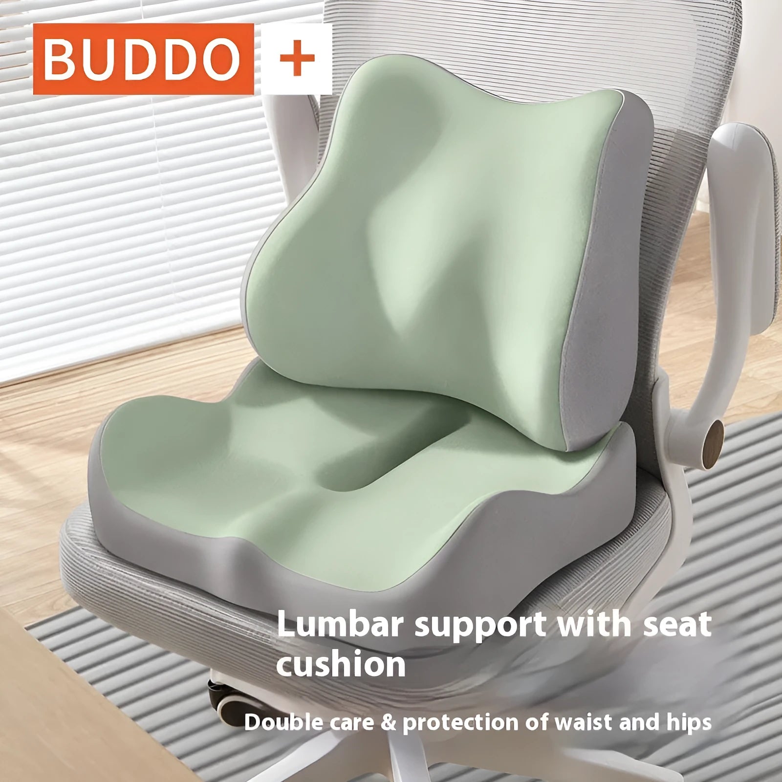 Memory foam office seat cushion for waist and tail vertebra support in blue and grey colour option
