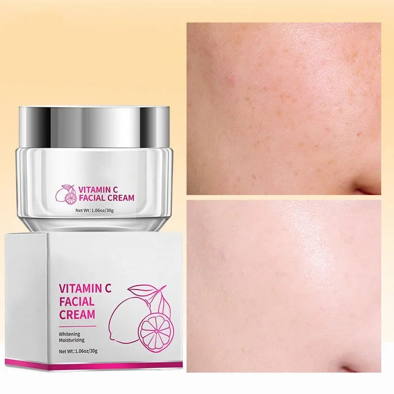 30g Vitamin C face cream in white 6x6x5.2cm tub with universal skin type labelling