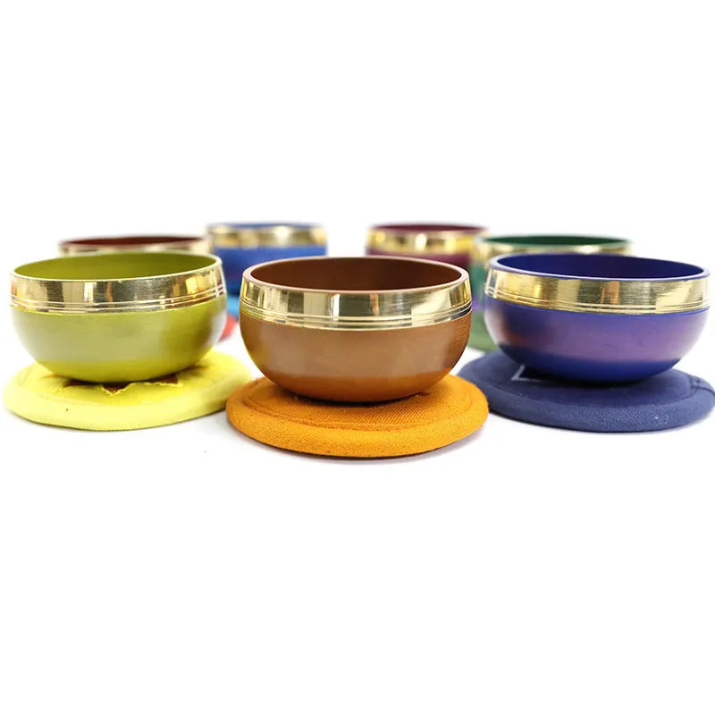 Handmade colourful metal Himalaya singing bowl measuring 8cm for yoga and meditation