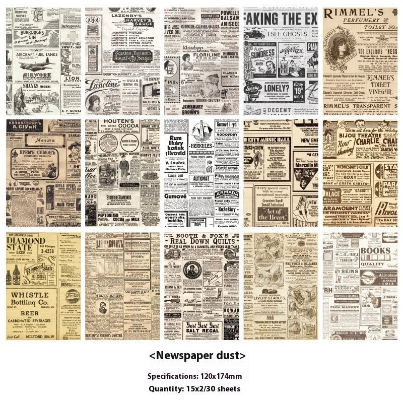 Retro style paper letter decoration set for notebooks in six vintage colour options