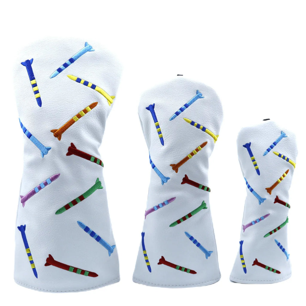 Golf wooden pole sets in black and white with three size options for sports and fitness use