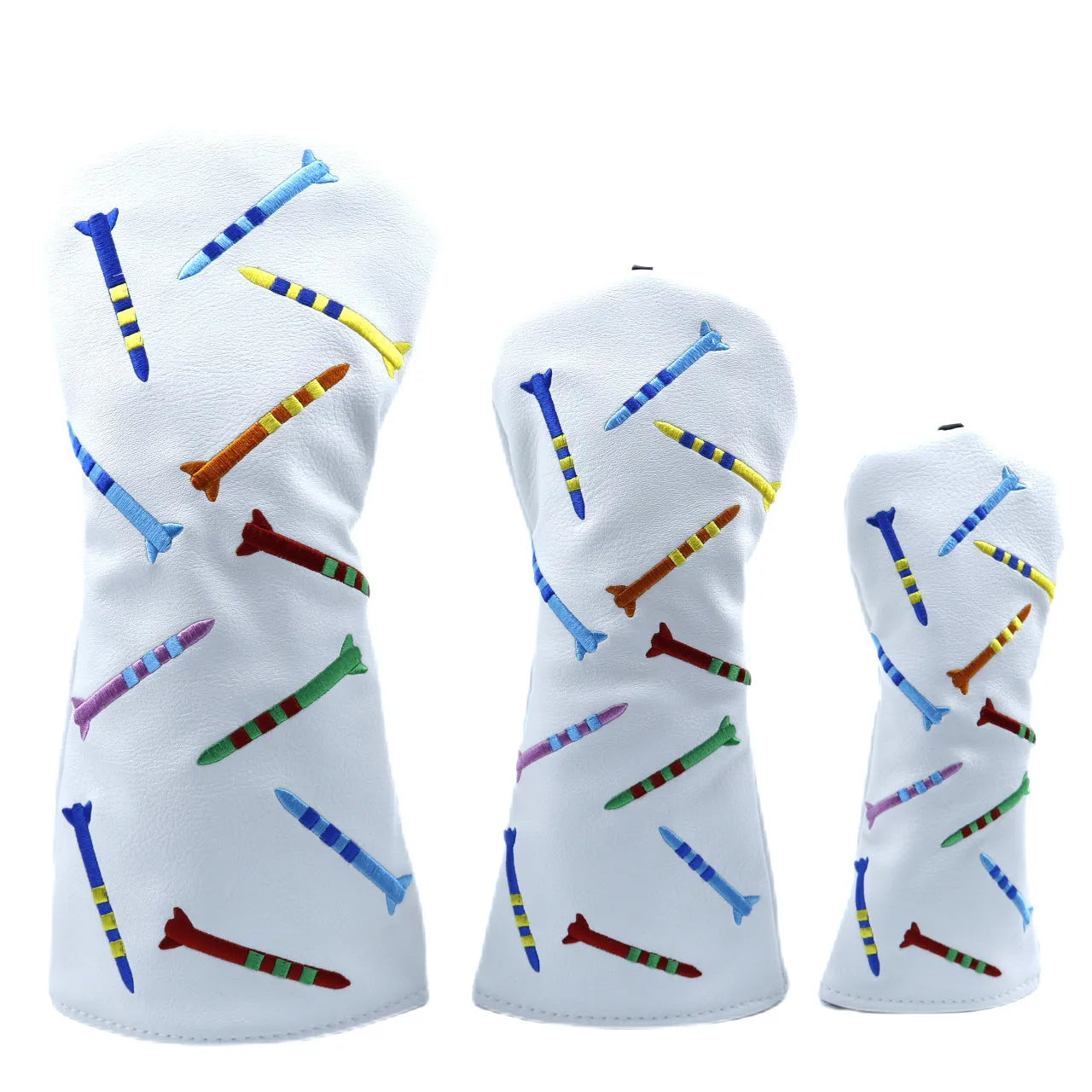 Golf wooden pole sets in black and white with three size options for sports and fitness use
