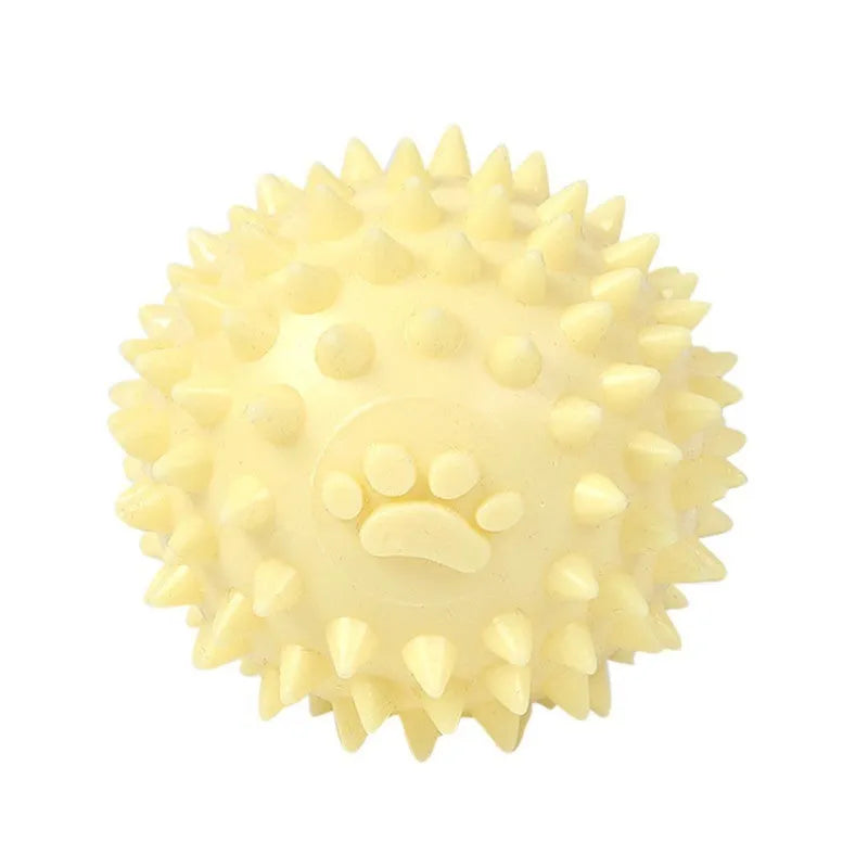 Blue TPR dog chewing ball with footprint texture, 6cm diameter pet dental toy
