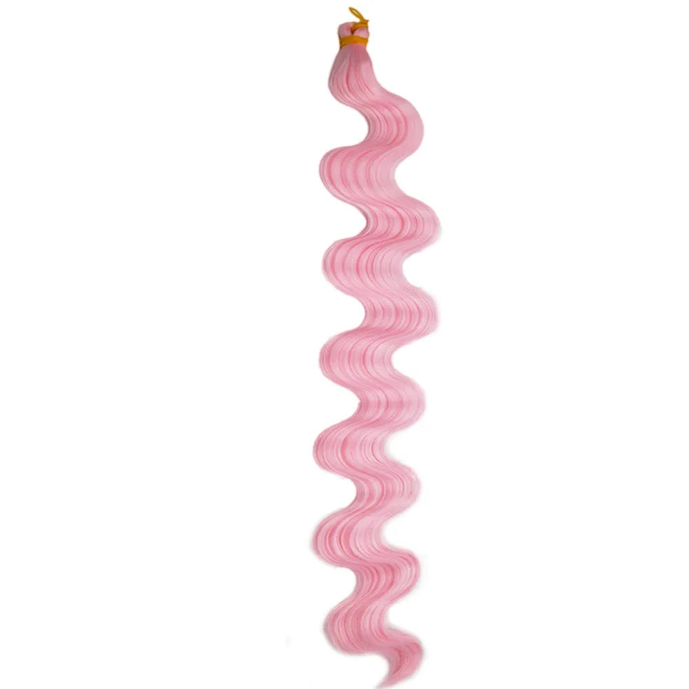 Wine red 24-inch crochet braid hair extensions with big wave texture on display