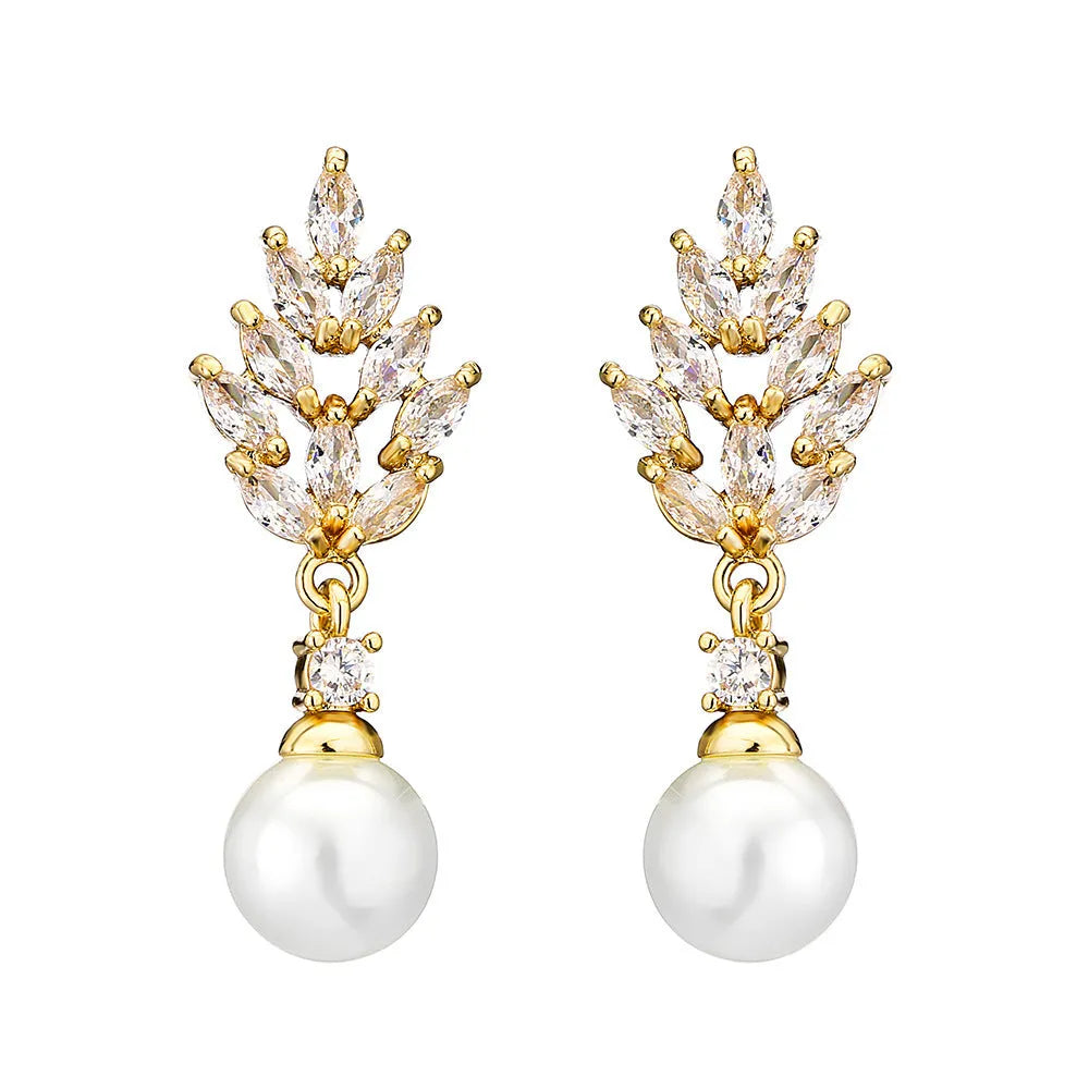 Geometric flower earrings with micro inlaid zircon detailing in three plating colours