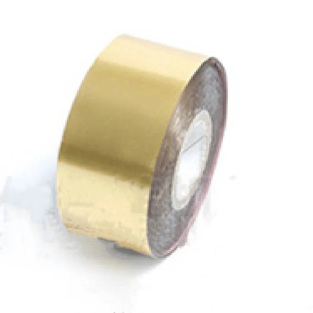 Roll of golden electrochemical aluminium hot stamping foil for leather and plastic branding.