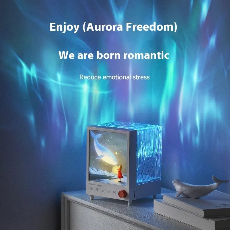 Aurora treasure box projection lamp with star sea whale light colour and Bluetooth speaker