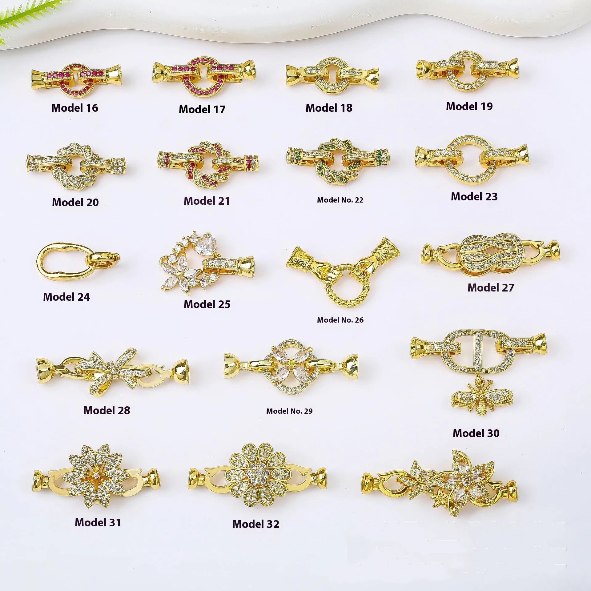 Small gold-coloured metal clasp buckle for DIY pearl necklace jewellery making