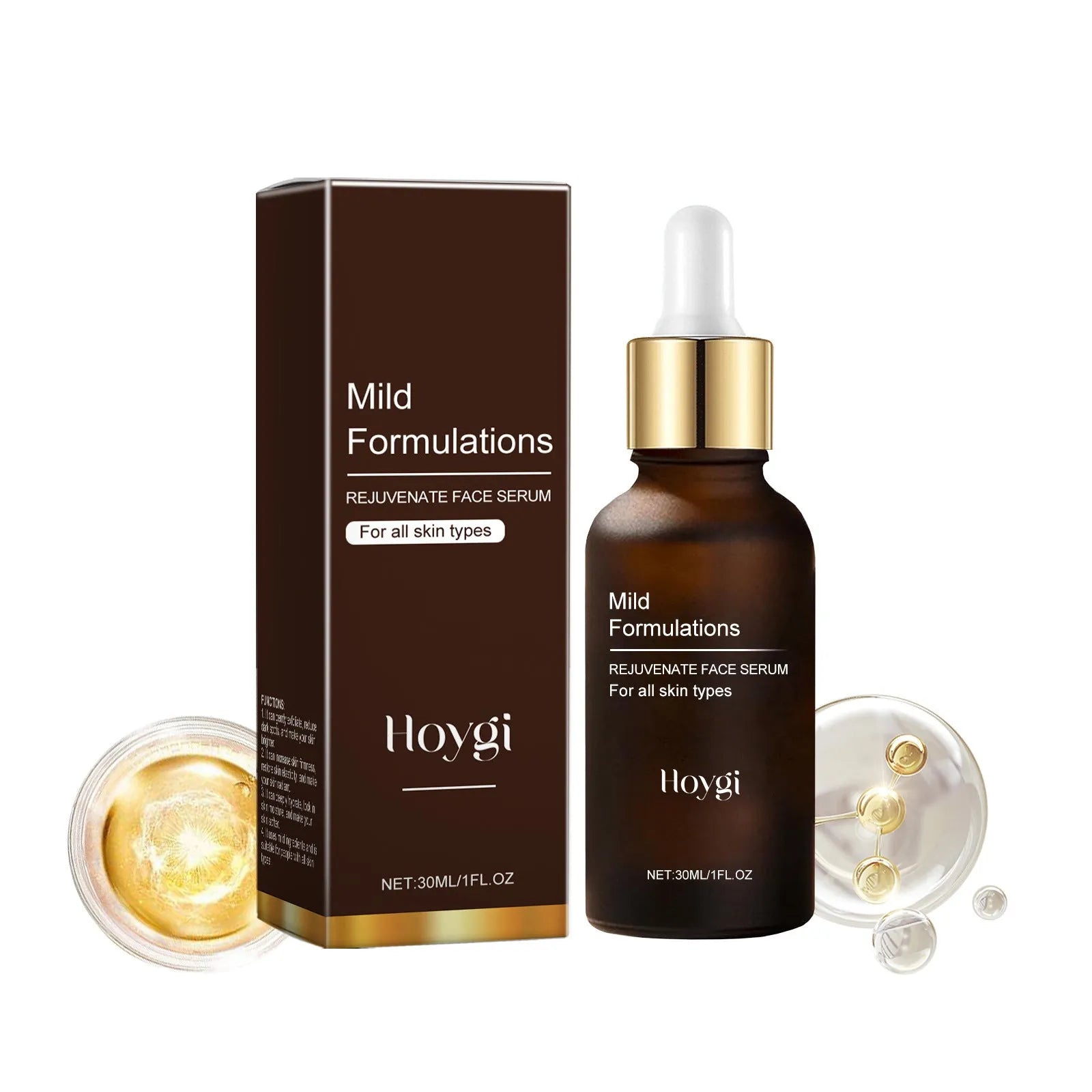 30ml facial skin care essence bottle with nourishing arbutin, collagen and hyaluronic acid ingredients