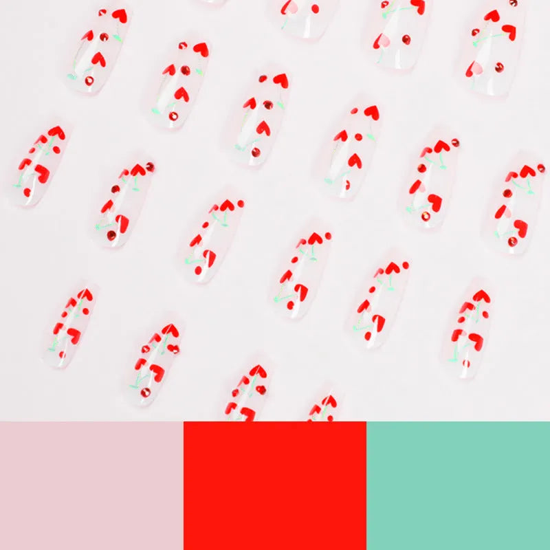 French Love Red Diamond Small Cherry Wear Armor sheets in JP1601 colour with adhesive for nail art
