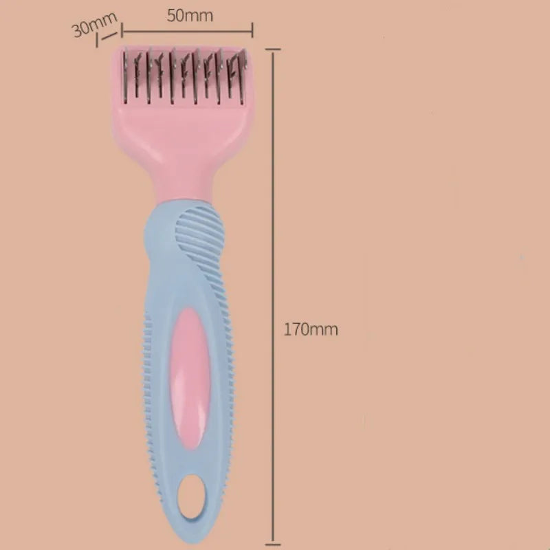 Stainless steel pet grooming comb with knot knife and brush pins for dogs and cats