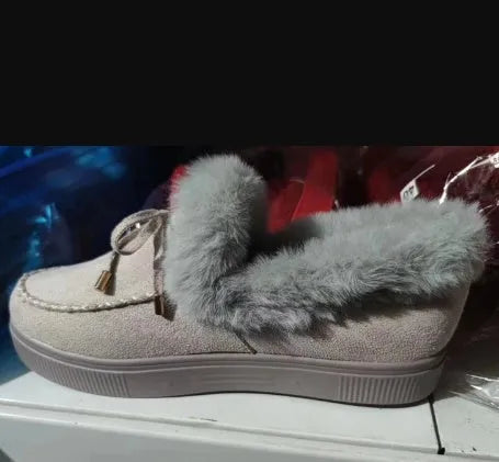 Women's casual cotton shoes with rubber sole and velvet trim in multiple colours