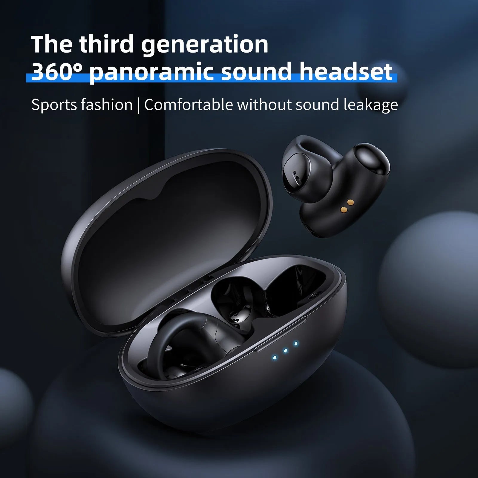 T306 black and white Bluetooth gaming headset with clip-on ear hook design