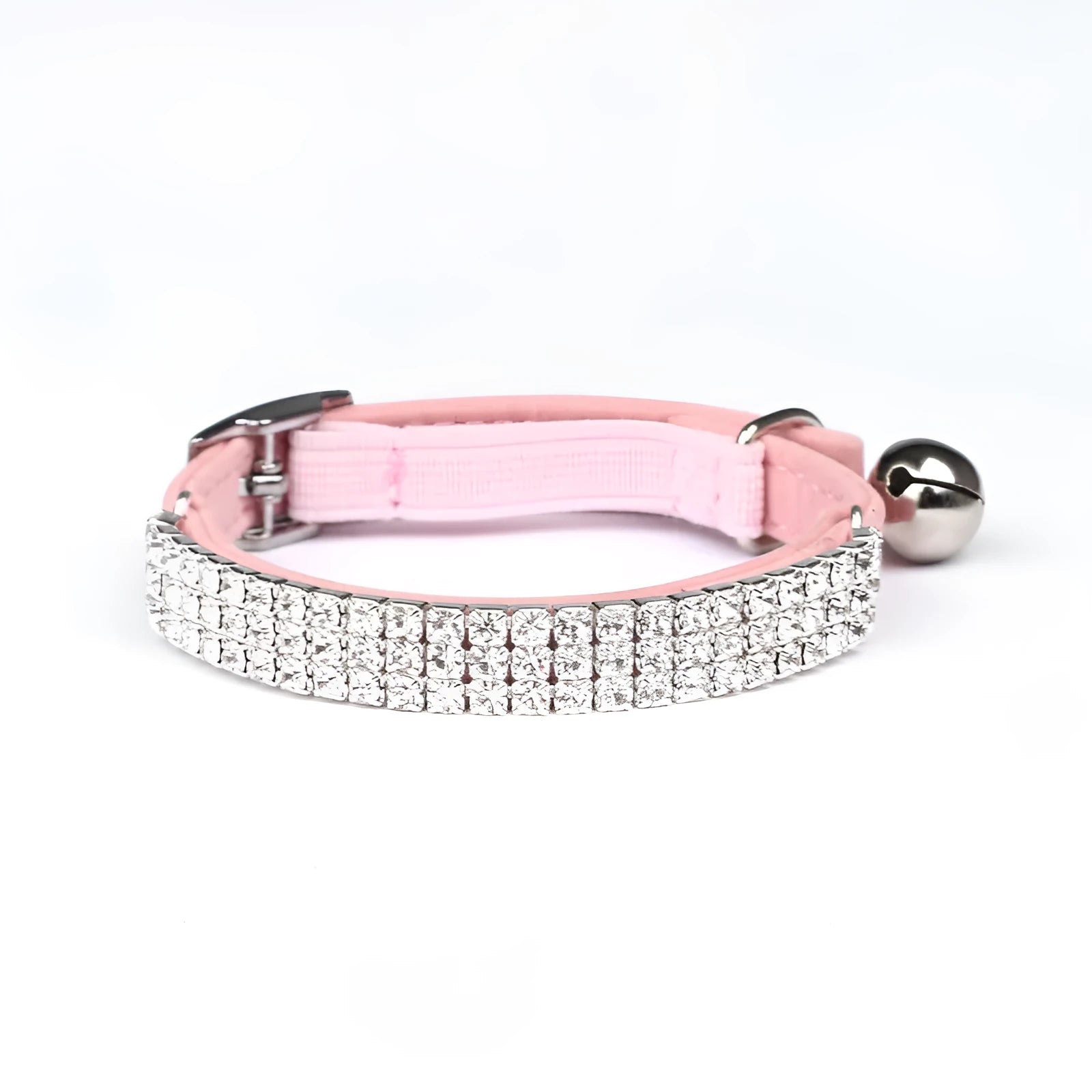 Red suede velvet cat collar with rhinestone, adjustable 20-30cm length.