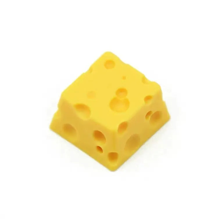 Yellow resin cheese-themed artisan keycap for mechanical keyboards with Cherry MX compatibility