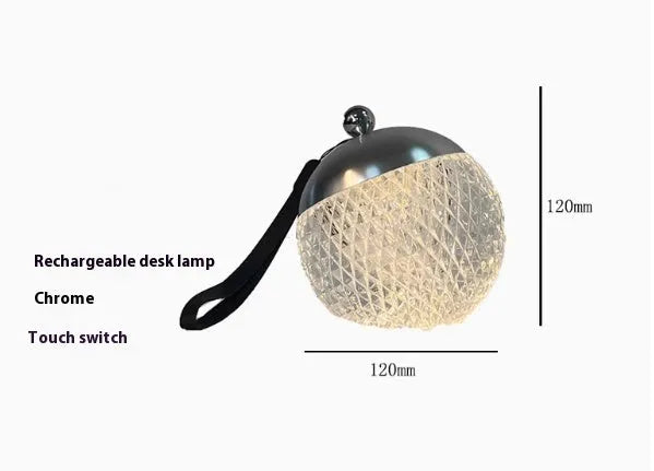 Small dimmable LED night lamp with touch switch in chrome colour for bedroom desk