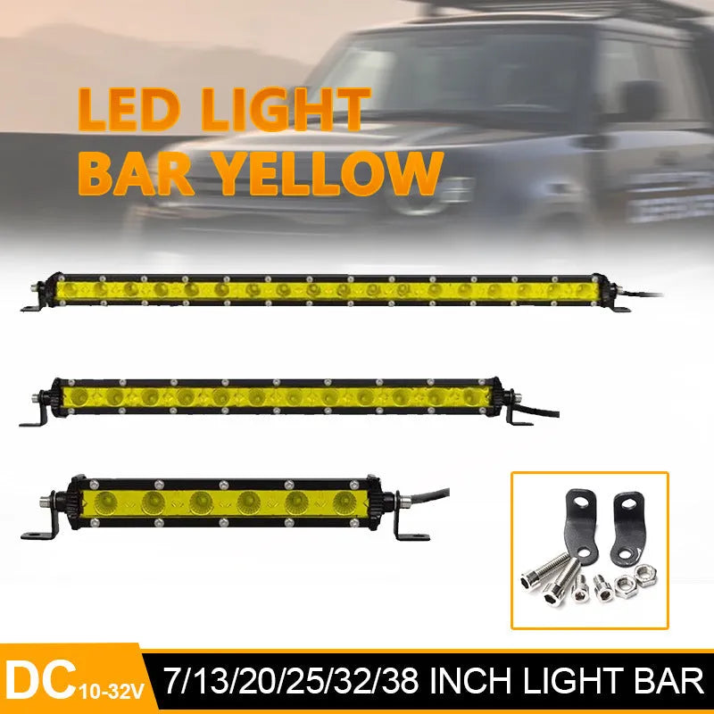 25 inch single row LED light bar for cars with aluminium housing and mounting brackets