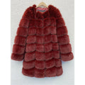 Women's thick artificial fur coat in multiple colours with 80cm length and regular sleeves