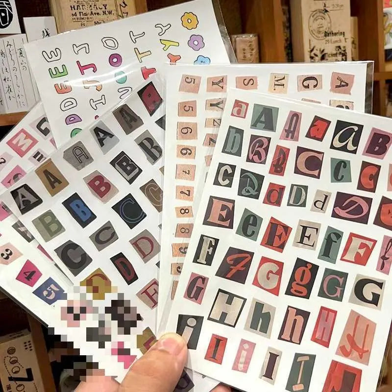 Set of cute printed English letter and weekly word stickers for labelling and crafts.