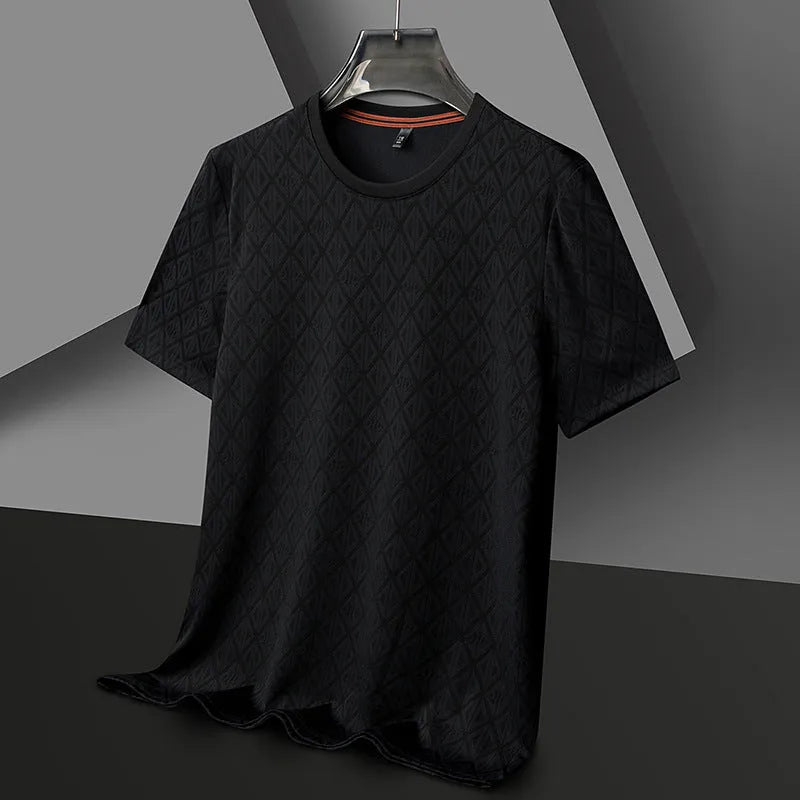 Men's loose fit ice silk short sleeve pullover t-shirt in solid colour