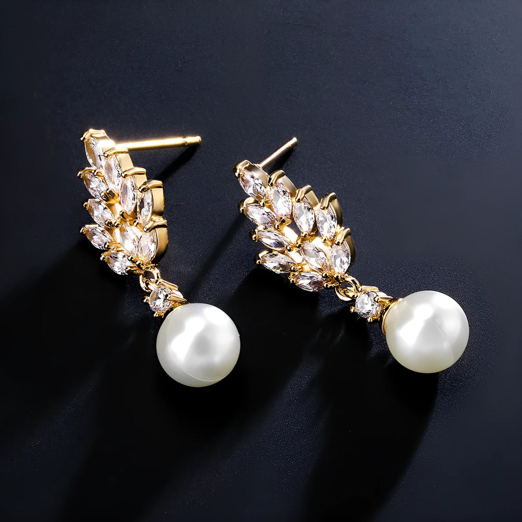 Geometric flower earrings with micro inlaid zircon detailing in three plating colours