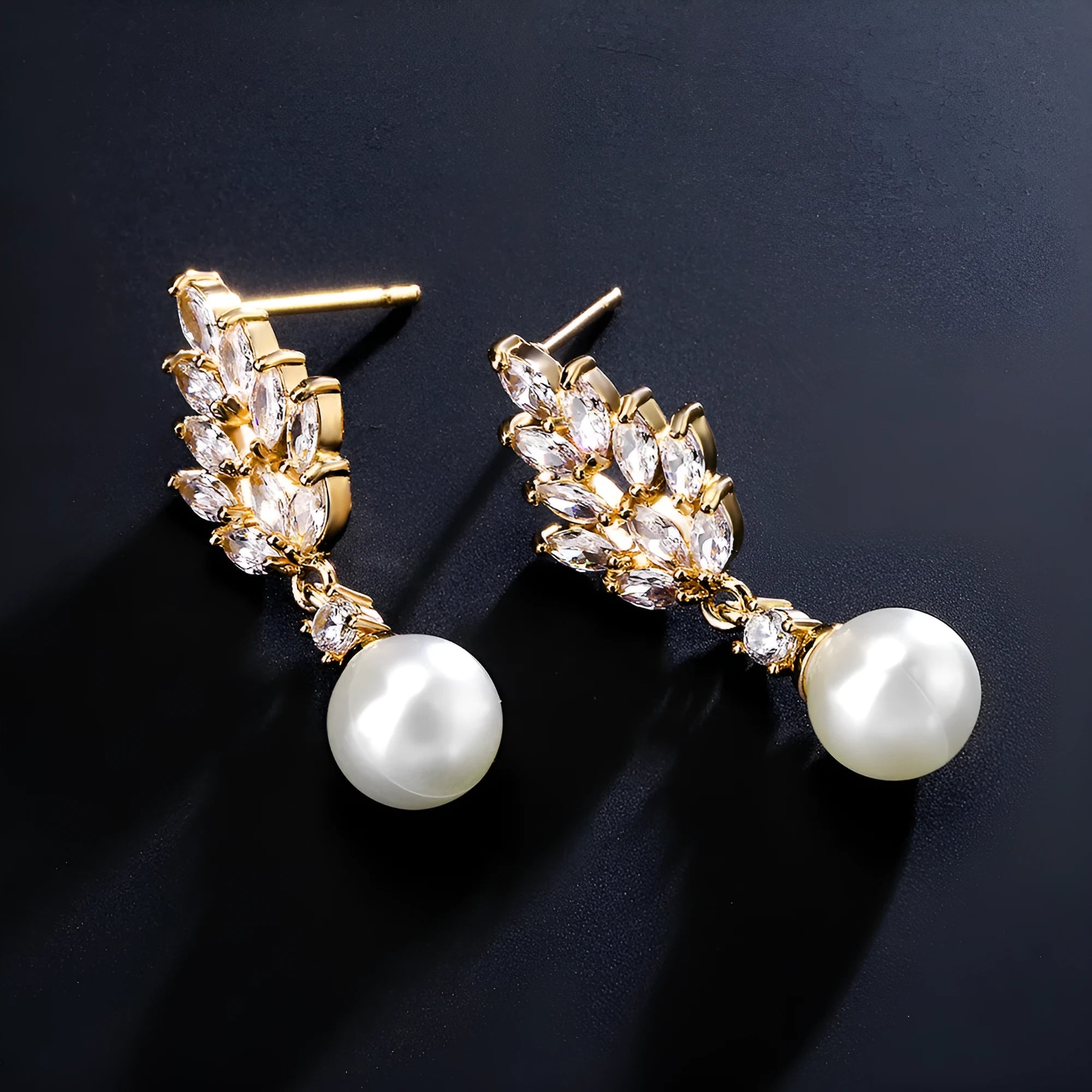 Geometric flower earrings with micro inlaid zircon detailing in three plating colours
