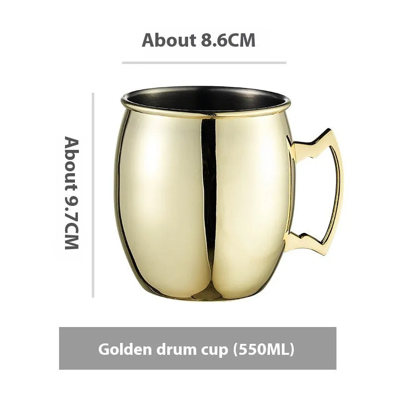 Stainless steel Moscow mule cup with copper plating in multiple colour options and capacity sizes