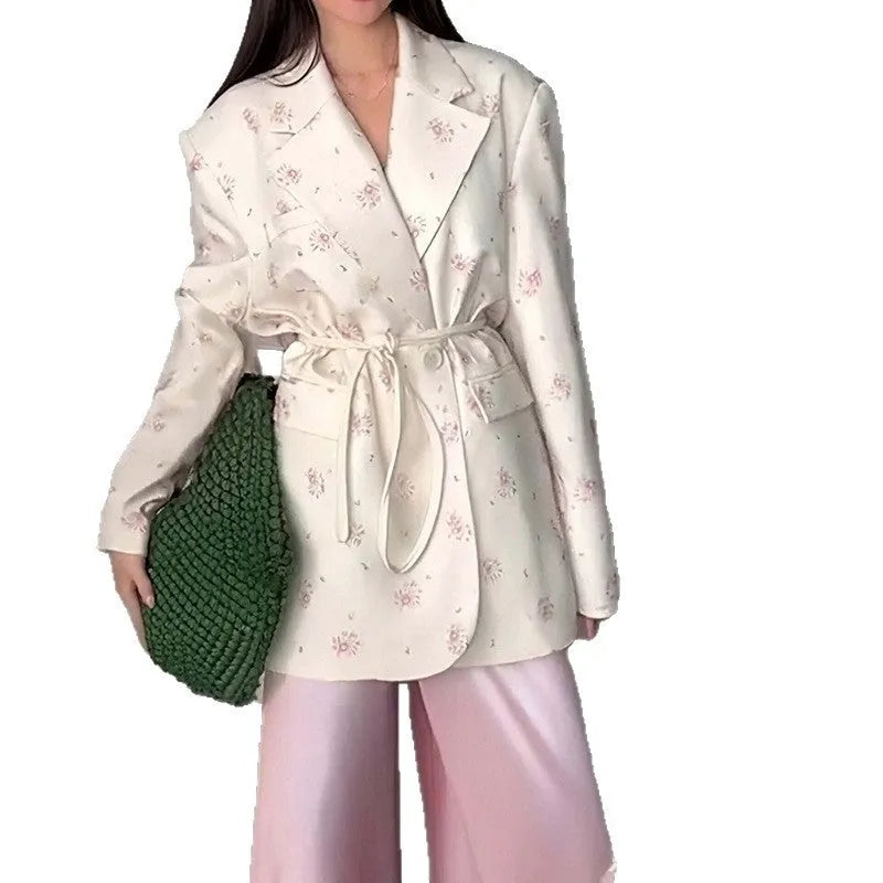 Suit jacket with adjustable collar lace-up and waist-tight design in polyester fabric showing colour options