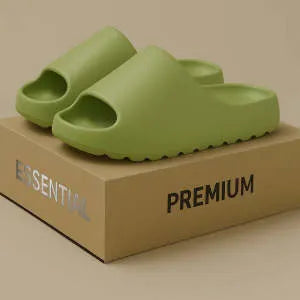 Women's beach slipper with thick EVA sole in beige, black, brown, or green, showing youth fashion style.